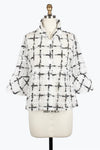 Damee 2424-RSG, WHT S25Sparkling Grid Peplum Jacket