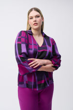 Joseph Ribkoff Satin Abstract Plaid Print Top 243058