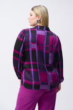 Joseph Ribkoff Satin Abstract Plaid Print Top 243058