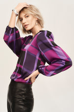 Joseph Ribkoff Satin Abstract Plaid Print Top 243058