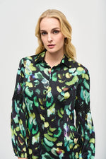 New arrival - Joseph Ribkoff Satin Abstract Print Button-Down Blouse 243205