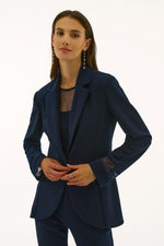 Joseph Ribkoff Signature | Silky Knit and Rhinestone Mesh Blazer 243752S25