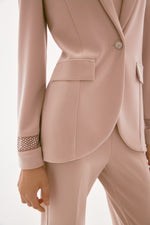 Joseph Ribkoff Signature | Silky Knit and Rhinestone Mesh Blazer 243752S25