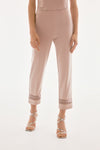 SIlky Knit And Rhinestone Mesh Pants 243753