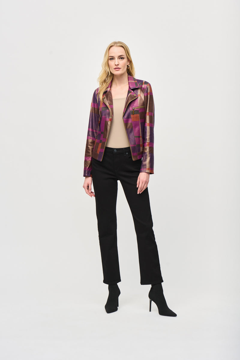 Joseph Ribkoff Foiled Print Faux Suede Jacket 243921