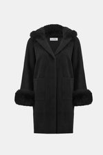 Joseph Ribkoff Feather Yarn and Faux Fur Sweater Coat 243923 F25
