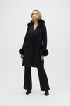 Joseph Ribkoff Feather Yarn and Faux Fur Sweater Coat 243923 F25
