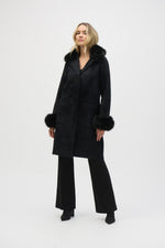 Joseph Ribkoff Feather Yarn and Faux Fur Sweater Coat 243923 F25