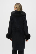 Joseph Ribkoff Feather Yarn and Faux Fur Sweater Coat 243923 F25