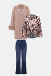 Joseph Ribkoff Feather Yarn and Faux Fur Sweater Coat 243923 F25