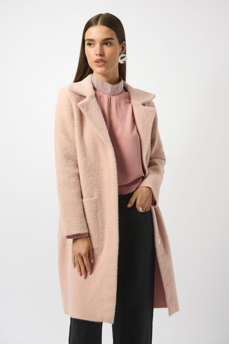 Joseph Ribkoff Feather Yarn and Faux Fur Sweater Coat 243923 F25