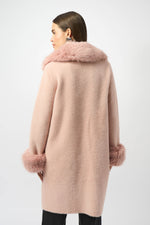 Joseph Ribkoff Feather Yarn and Faux Fur Sweater Coat 243923 F25