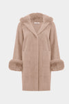 Joseph Ribkoff Feather Yarn and Faux Fur Sweater Coat 243923 F25