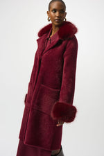Joseph Ribkoff Feather Yarn and Faux Fur Sweater Coat 243923 F25