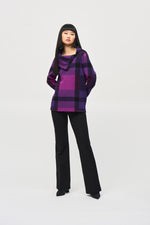 Joseph Ribkoff Plaid Jacquard Cowl Neck Sweater 243943 Hots