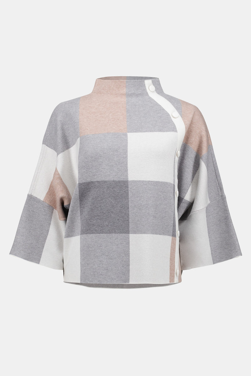 Joseph Ribkoff | Plaid Jacquard Sweater Knit Top 243948F25