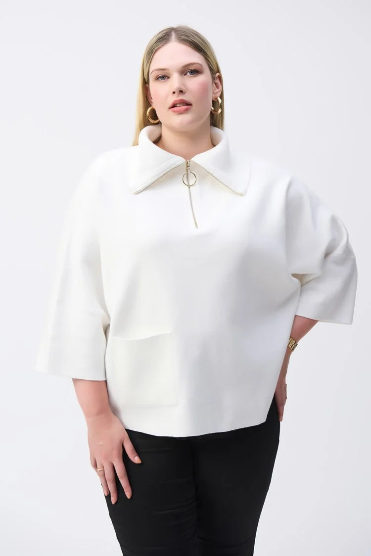 Joseph Ribkoff Jacquard Zipped Collar Sweater 243954S25 – IBHANA