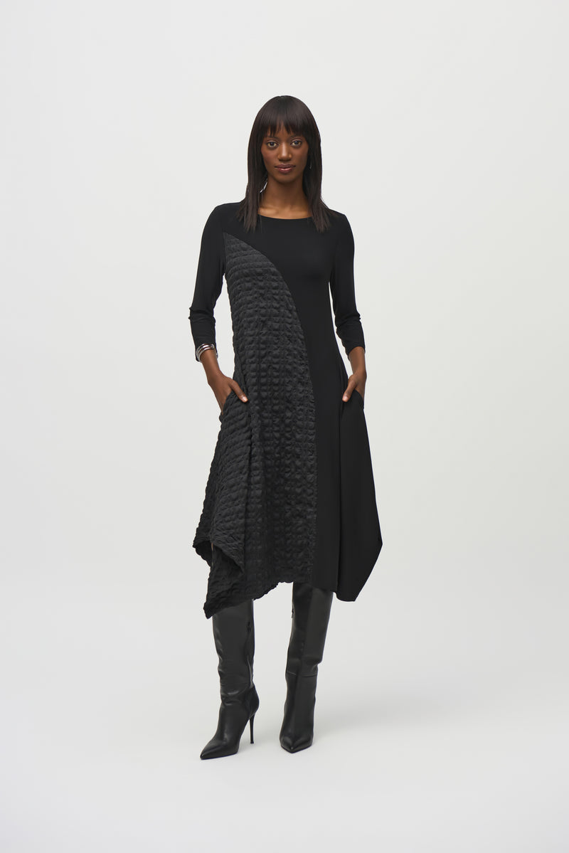 Joseph Ribkoff Silky Knit And Jacquard Handkerchief Dress 244037