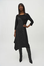 Joseph Ribkoff Silky Knit And Jacquard Handkerchief Dress 244037