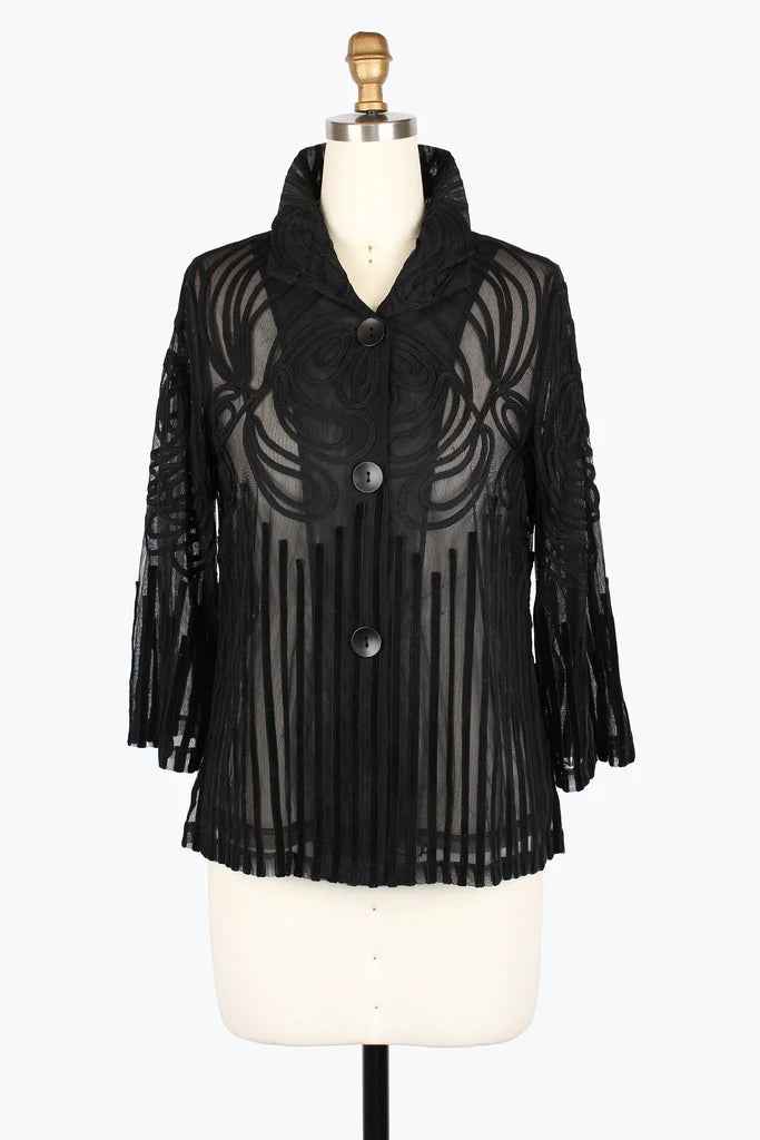 Damee Soutache Jacket Swirl & Stripe black 2459-BLK