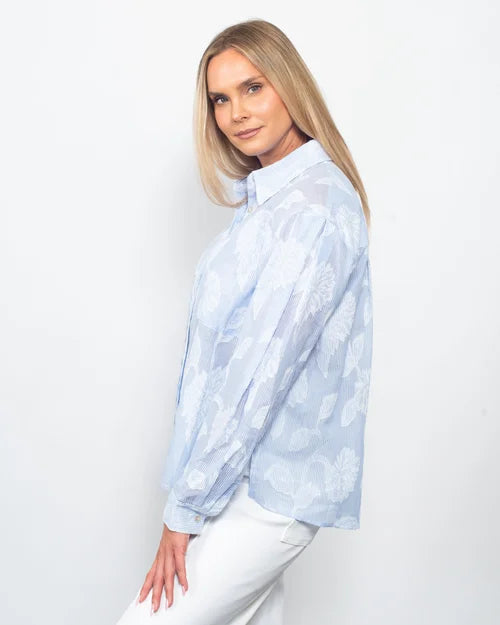 Snoskins Pinstripe Jacquard Button Shirt 24752-26