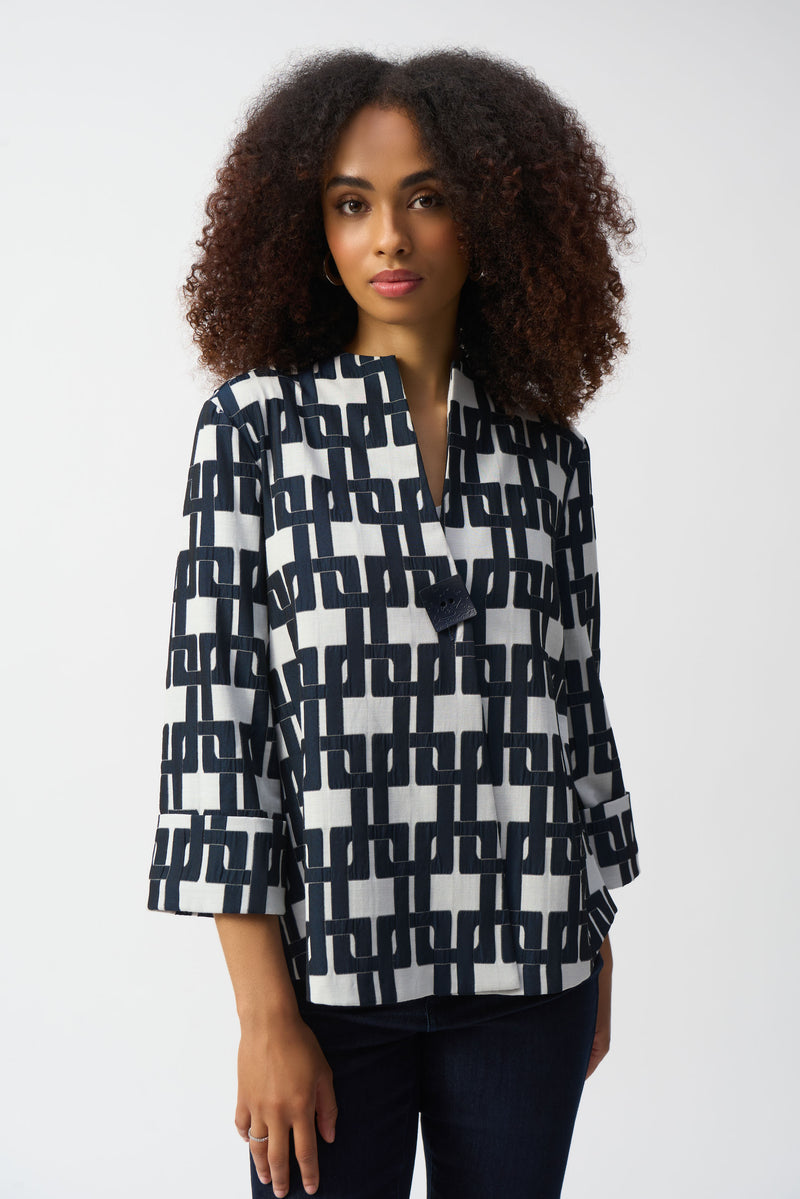 Joseph Ribkoff  Geometric Jacquard Trapeze Jacket 251000 S25 BEST SELLER