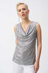 Joseph Ribkoff  Foiled Melange Knit Sleeveless Top 251081