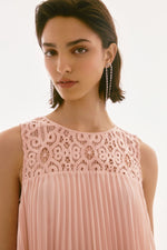 Joseph Ribkoff Signature Chiffon Lace Sleeveless Pleated Dress 251767S25 BEST SELLER