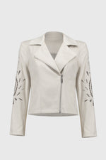 Joseph Ribkoff Foiled Faux-Suede Moto Jacket 251936