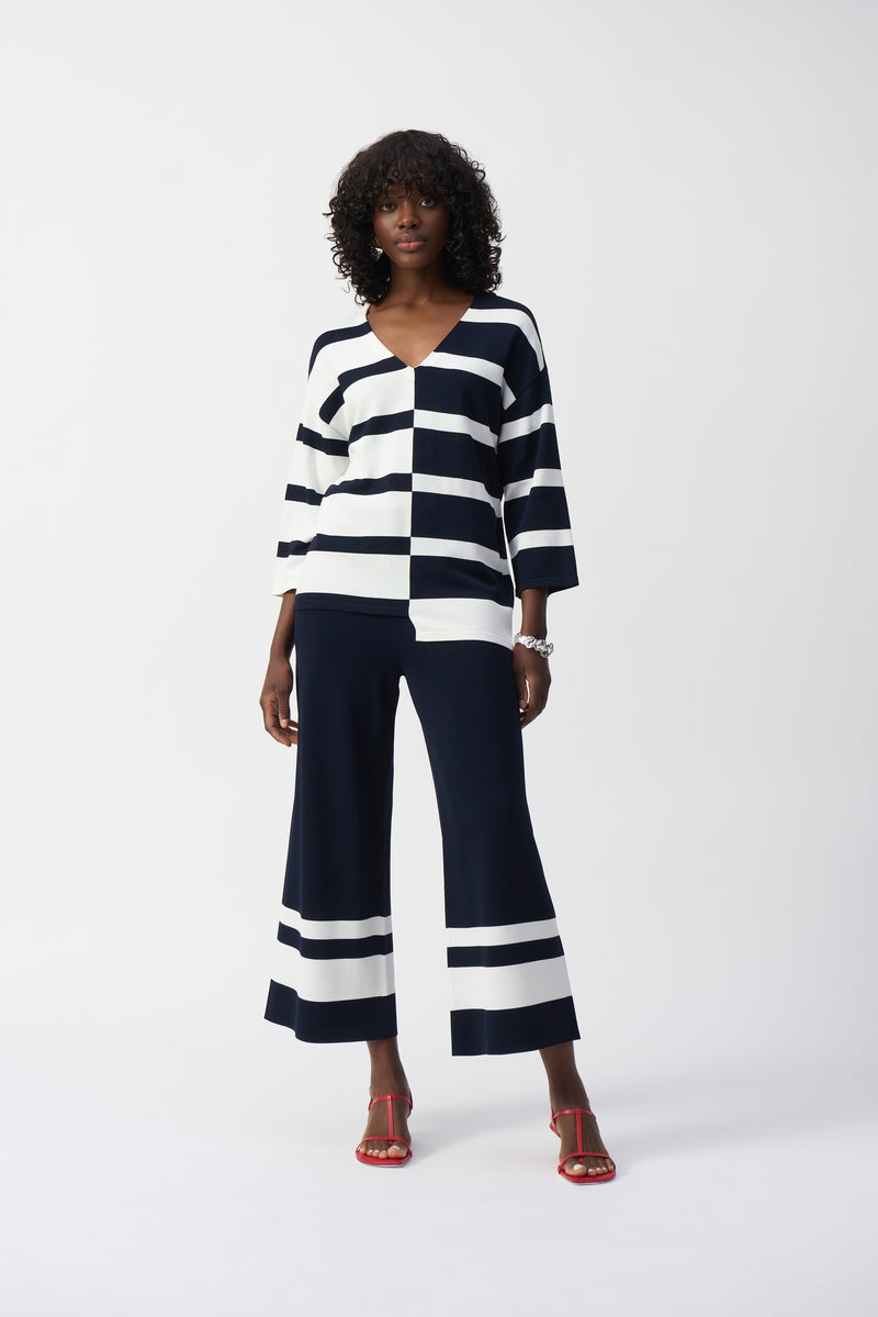 Joseph Ribkoff Placement Stripe Sweater Knit Culotte - 251945 - S25