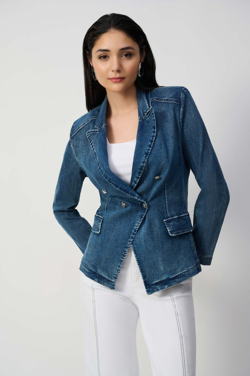 Joseph Ribkoff  Stretch Denim Double-Breasted Blazer 251962