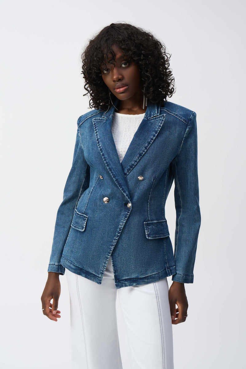 Joseph Ribkoff  Stretch Denim Double-Breasted Blazer 251962