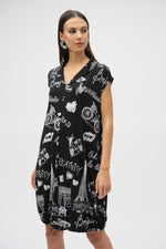 Joseph Ribkoff Silky Knit Conversational Print Cocoon Dress 252025 - S 25