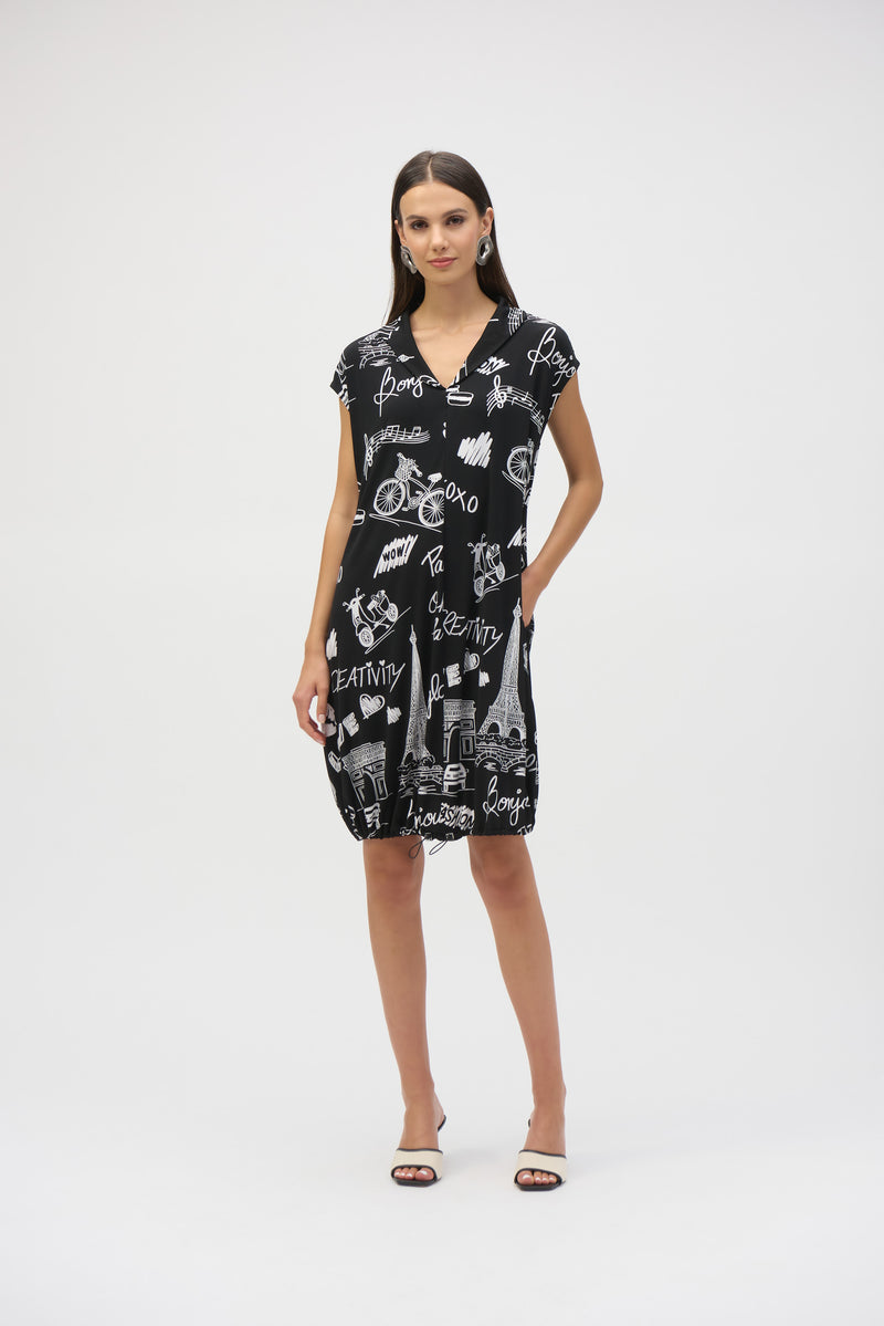 Joseph Ribkoff Silky Knit Conversational Print Cocoon Dress 252025 - S 25