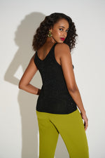 Joseph Ribkoff Metallic Knitted Camisole with Rhinestones 252915F25 Black