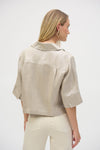 Joseph Ribkoff Foiled Linen Blend Short Sleeve Boxy Jacket Champagne 252921 - S 25