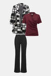 Joseph Ribkoff Jacquard Sweater Plaid Print A-Line Jacket 253017 F25