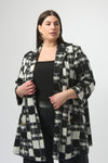 Joseph Ribkoff Jacquard Sweater Plaid Print A-Line Jacket 253017 F25