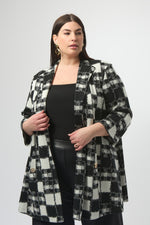 Joseph Ribkoff Jacquard Sweater Plaid Print A-Line Jacket 253017 F25