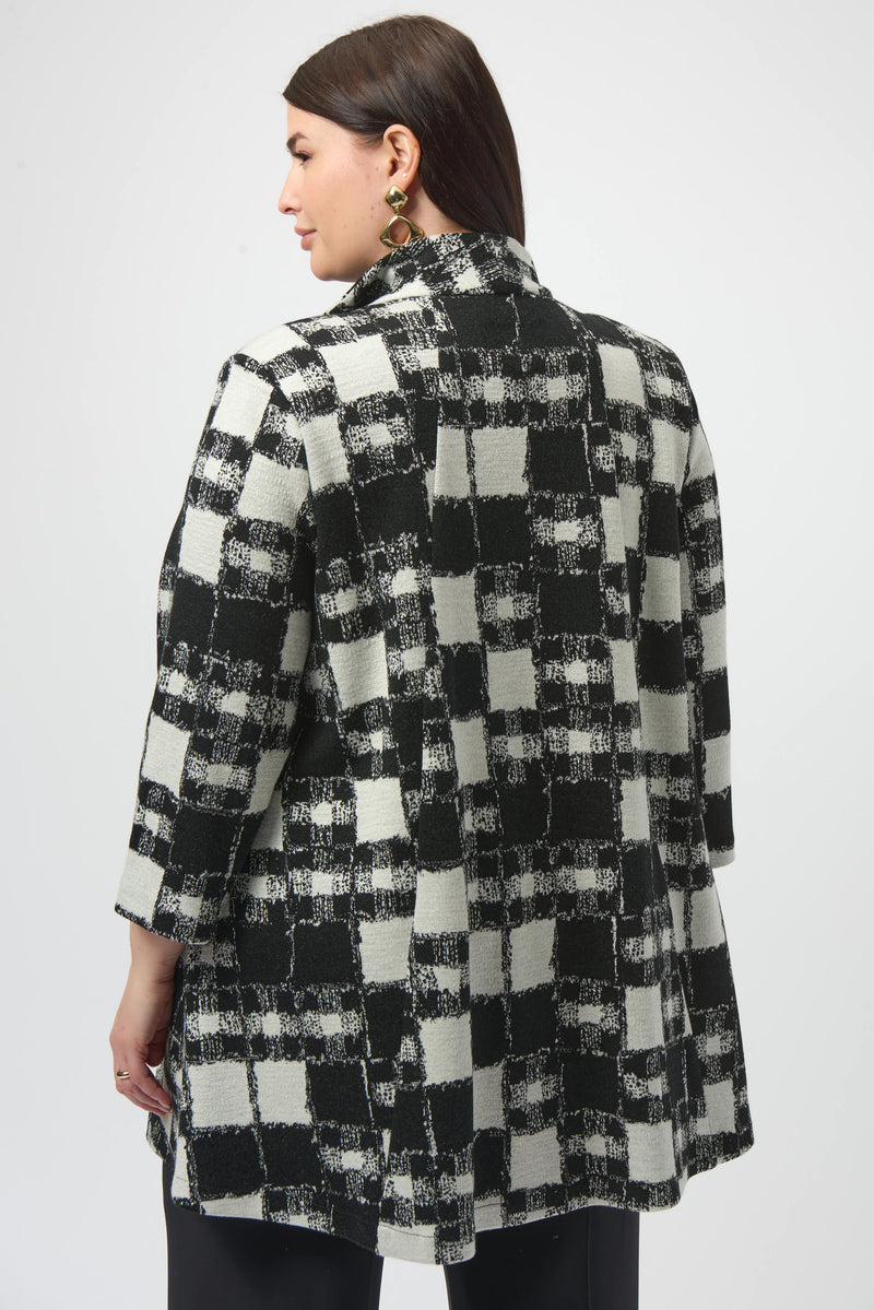 Joseph Ribkoff Jacquard Sweater Plaid Print A-Line Jacket 253017 F25
