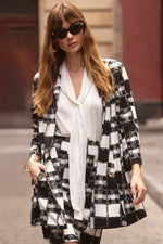 Joseph Ribkoff Jacquard Sweater Plaid Print A-Line Jacket 253017 F25