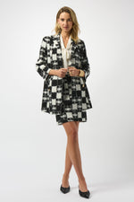 Joseph Ribkoff Jacquard Sweater Plaid Print A-Line Jacket 253017 F25