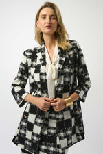 Joseph Ribkoff Jacquard Sweater Plaid Print A-Line Jacket 253017 F25