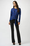 Joseph Ribkoff Royal Sapphire/Black Abstract Print Straight Top Style 253120