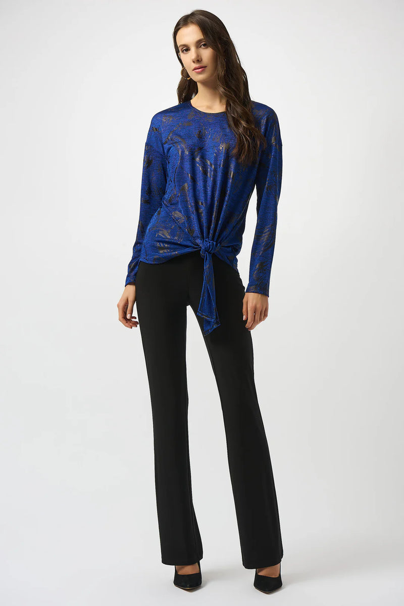 Joseph Ribkoff Royal Sapphire/Black Abstract Print Straight Top Style 253120