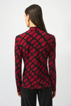 Joseph Ribkoff Silky Knit Geometric Print Fitted Wrap Top 253139F25