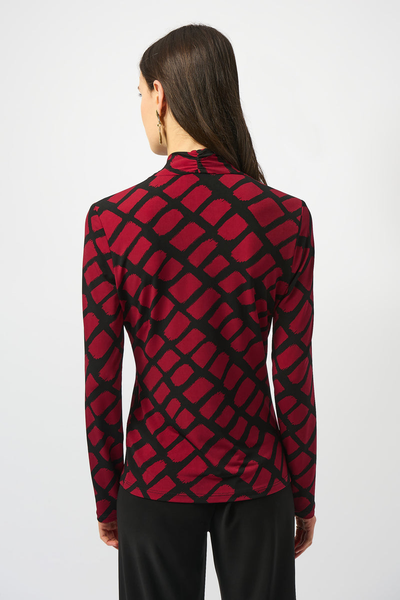 Joseph Ribkoff Silky Knit Geometric Print Fitted Wrap Top 253139F25