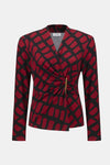 Joseph Ribkoff Silky Knit Geometric Print Fitted Wrap Top 253139F25