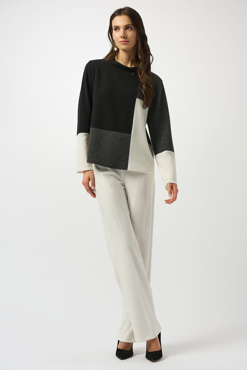 Joseph Ribkoff | Jacquard Knit Colour-Block Boxy Top 253236F25