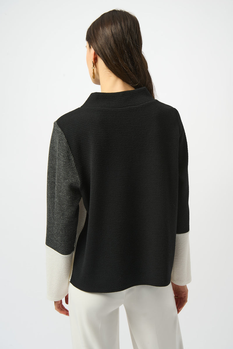 Joseph Ribkoff | Jacquard Knit Colour-Block Boxy Top 253236F25